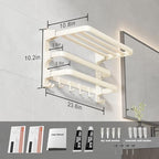 VOLDRA Towel Racks for Bathroom, 24-Inch Towel Shelf with 2 Towel Bar Foldable Towel Holder with 7 Hooks Towel Storage Organizer for Bathroom & Lavatory Wall Mounted(Milky White) - Image 6