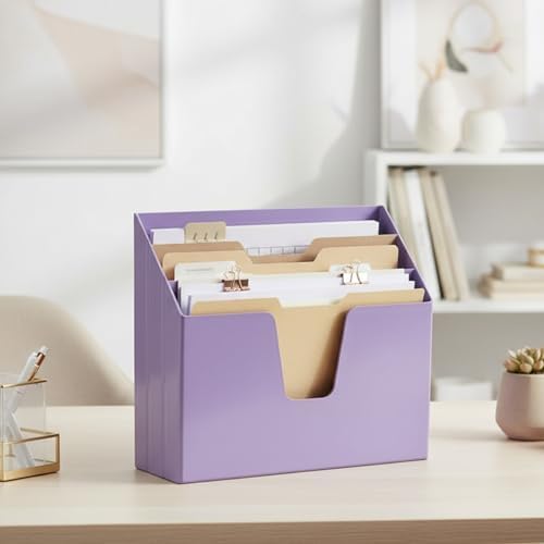 Acrimet Horizontal Triple File Folder Organizer Sorter, Letter Size, Purple - Image 6