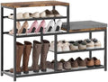 Shoe Rack,Freestanding Hidden Shoe Storage Organizer for Entryway, Shoe Bench Shelves for High Boot with Seat Cushion,Wood Shoe Rack Cabinet for Front Door Entrance Closet, Hallway, 5 Tier,Brown by Katrawu