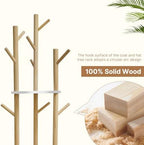 LIWSHWZ Solid Wood Coat Rack Freestanding,Coat Hanger Stand with 3 Shelves and 9 Hooks,Hall Tree for Bedroom, Entryway, Livingroom, Coat Hanger Stand for Coats, Scarves, Handbags - Image 4