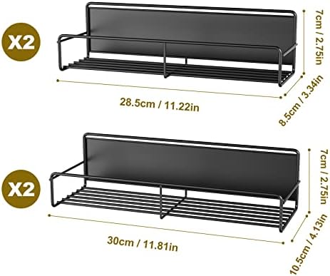 Mystozer 4 Pack Magnetic Spice Rack for Refrigerator, Magnetic Shelf Fridge Organizer for Kitchen Storage, Black - Image 5