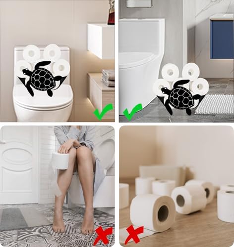Sea Turtle Toilet Tissue Holder,Animal Paper Holders,Decorative Metal Papers Holder,Funny Toilet Animal Storage for Bathrooms,Bathroom Paper Organizer for Extra 8 Rolls Art Decor - Image 5
