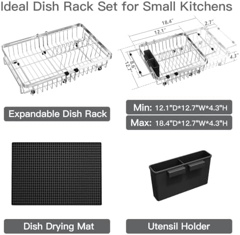 MAJALiS Expandable Dish Drying Rack Over Sink with Extra Drying Mat - Image 2