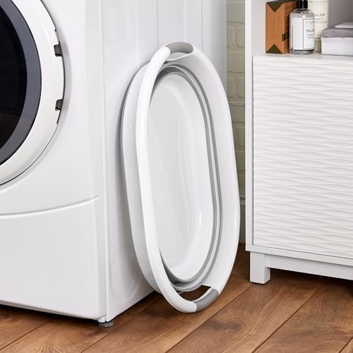 Laundry 360 Collapsible Laundry Basket | Portable | Space Saver Storage | 27 Liter Capacity | Store Under the Bed or Closet | Good for Kids | Dorm | Bedroom | Large | White/Grey - Image 6