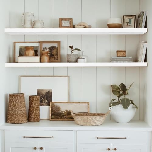 QEEIG Extra Long Floating Shelves for Wall (White, Set of 2, 55.1") - Image 2