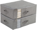 Under Bed Storage with Clear window/ 600D Sturdy Fabric, Underbed Storage Containers Bags for Clothes, Clothing, Blanket, Comforters (M（21.7x16.5x7in） for under bed storage, Light grey) by CANFODUS