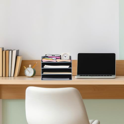Wenqik Gray Letter Trays Stackable, 4 Pcs Plastic Desk Organizer - Image 7