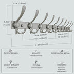 Dseap Coat Rack Wall Mount 37 Inch, Heavy Duty 12-Gauge Base vs Flimsy 1mm, Double-Thick Solid Anti-Snap Hooks, 16” Stud-Mount, Stainless Steel 10-Hook Hanger for Closet Entryway, Grey - Image 7