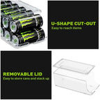 SCAVATA 2 Pack Tall Skinny Can Organizer for Refrigerator, Stackable Large Soda Cans of 16oz & 17oz Beverage Energy Drink Container Holder Dispenser with Lid for Fridge, Clear Storage Plastic Bins - Image 4