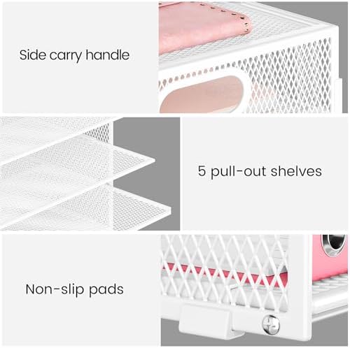 Lavatino 8-Tier Letter Tray Desk Paper Organizer, Mesh File Tray Organizer for Desk, Office Supplies & Home Organization, Fits A4 Paper, Mail, Magazines and Office Accessories (White with Handle) - Image 2