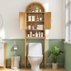 Arched Over The Toilet Storage Cabinet with Fluted Doors, Bathroom Shelf - Image 5
