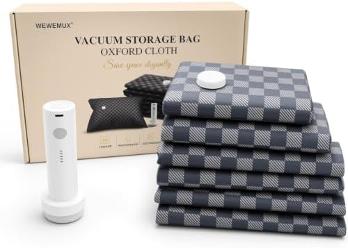 Oxford Fabric Vacuum Storage Bags for Bedding, 6 Pack, with Pump by WEWEMUX