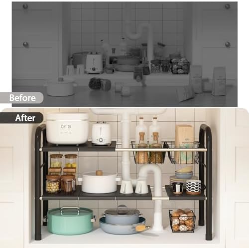 Expandable Under Sink Organizer, 2 Tier Under Sink Shelf - Image 5