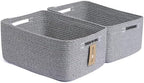 MiniArk Large Storage Baskets for Shelves, 17 x 13 x 7.5” Closet Organizers Bins for Clothes Blanket Towels, Baby Nursery, Toy Baskets Box, Woven Rope Baskets, 2 Packs Mixed Grey by MiniArkStorageBasketsHome