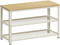 VASAGLE 3-Tier Shoe Rack, Storage Bench with Metal Mesh Shelves and Seat by VASAGLEbySONGMICSHOME