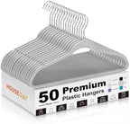 HOUSE DAY Grey Plastic Hangers 50 Pack - Ultra-Thin Heavy Duty Non-Velvet by HOUSEDAY