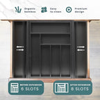 Sben Bamboo Cutlery Drawer Organizer, Black, Large - Image 4