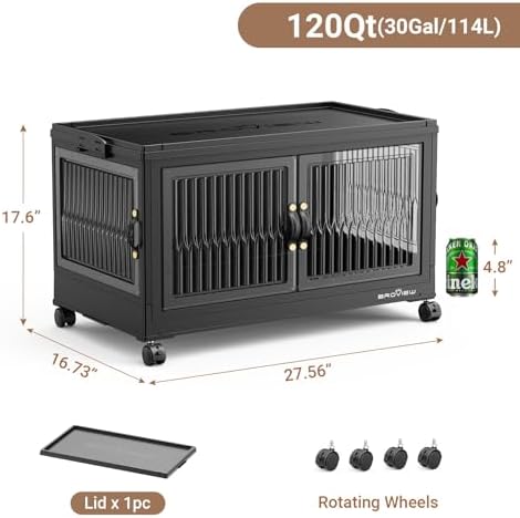 BROVIEW 30Gal Stackable Storage Bins with Lids Foldable Boxes,Black,1Pack - Image 2