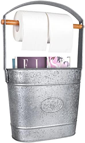 Autumn Alley Farmhouse Toilet Paper Holder - Free Standing With Reserve Storage for Mega Rolls, Magazines - Bathroom Accessories, Galvanized Decor by AutumnAlley