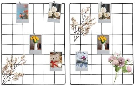 uxcell 2Pcs Wire Wall Grid Panel, 16" x 12" Metal Photo Hanging Display Grid Shelf Decorative Gridwall Wire Board Organizer with Hook for Art Display Frame Home Decor, Black by uxcell