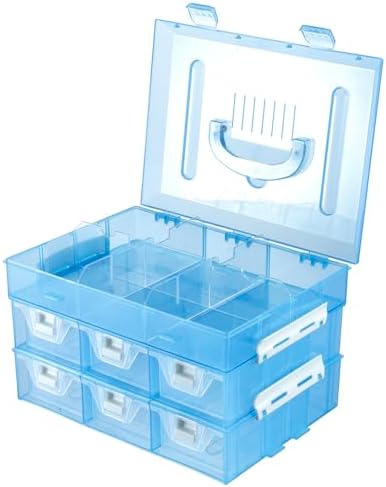 MyGift Sky Blue Craft Storage Organizer Case, 24 Compartments & 6 Drawers - Image 6