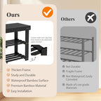 BAMBUROBA Bamboo Shoe Bench, 3-Tier Entryway Storage Rack,Black - Image 6