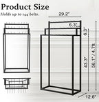 Belt Display Stand,Floor Mounted Belt Hanger, Metal Men Belt Organizer, Commercial Tie Scarf Display Stand for Clothing Retail and Home (Black) - Image 2