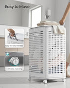 SONGMICS Laundry Hamper with Wheels, 75 L Laundry Basket with Lid - Image 5