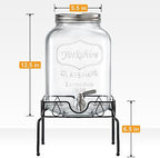 2 Gallon Glass Beverage Dispenser with Stand and Lid, 18/8 Stainless Steel Spigot - Glass Drink Dispensers for Parties - Mason Jar Drink Dispensers with Lids - Image 2