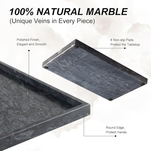 Real Natural Large Marble Tray for Bathroom, Vanity, Kitchen Counter - Image 3