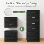 BOLUO Stackable Storage Drawers Closet Organizers and Storage Fabric Black 2 Drawer Dresser for Bedroom 2 Packs Modern - Image 4
