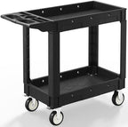 Plastic Utility Cart on Wheels, 40 x 17 Inch Rolling Service Cart-Black by WanmwillToolOrganizer