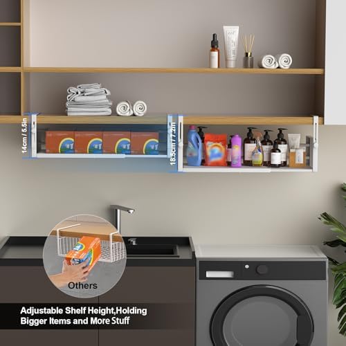 AmonHouseware 2Pack Expandable Under Shelf Storage Basket Organizer, White - Image 4