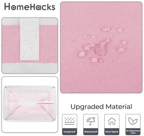 HomeHacks 2 Pack Large Laundry Baskets, Laundry Hampers Bags (Pink 100Lx2) - Image 5