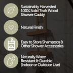 NORDIC STYLE TEAK Wood Natural Hanging Shower Caddy with Storage Shelves, Water Resistant, Easy to Place, Select-Grade Solid Teak Wood, Shower Accessory (Natural Langr) - Image 5