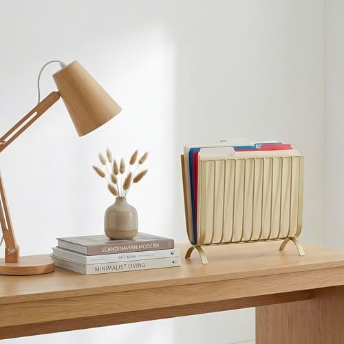MyGift Brass Metal Mid-Century Wire Magazine Rack – Deluxe Tabletop or Floor Standing Sling Basket for Magazines and Newspapers - Image 6