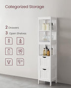 VASAGLE Bathroom Floor Cabinet, 2 Drawers, 55.7”H, White - Image 5