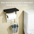 TRUSTMI Toilet Paper Holder with Shelf & Phone Stand, Matte Black - Image 6