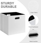 Posprica 11x11 Storage Cubes, Collapsible Storage Bins with Dual Handles, Fabric Foldable Storage Boxes Basket for Closet Shelf Cabinet Bookcase Organization, Set of 4, White - Image 4