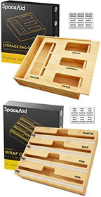 SpaceAid Bag Storage Organizer (1 Box 4 Slots), SpaceAid WrapNeat 4 in 1 Wrap Dispenser by SpaceAid