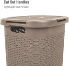 Mind Reader Slim Laundry Hamper with Lid, 60L Tall Clothes Basket, Narrow Tapered Design for Bathrooms, Closets and Laundry Rooms, Plastic, Tan - Image 4