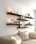 24 Inch Rustic Wood Floating Shelves Farmhouse Wooden Wall Shelves for Bathroom Bedroom Living Room Kitchen Office Set of 4 Brown - Image 4