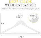 TOPIA HANGER All White Wooden Hangers, Solid Wood Suit Hangers with Extra Thick Hook and Non Slip Pants Bar, Heavy Duty Coat Hangers with Notches, Bridal Hangers for Shirts 16 Pack -CT01W - Image 3