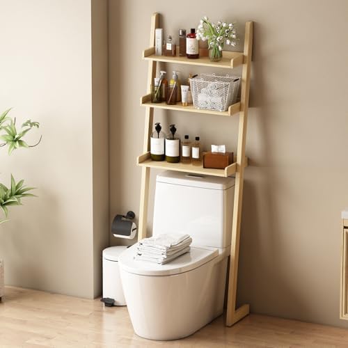 3-Tier Bathroom Over Toilet Storage for Small Space (Natural) - Image 6