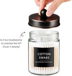 SheeChung Qtip Dispenser Holder, Glass apothecary jars with Acrylic Vanity Tray, Countertop Canister Guest Bathroom Essentials Storage Organizer for Cotton Swabs/Balls, Floss Picks - Image 5