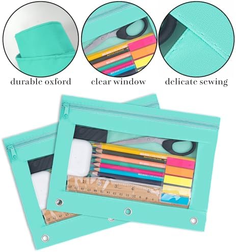 YoeeJob Pencil Pouch for 3 Ring Binder, Zipper Binder Pencil Pouches Bulk, Pencil Case with Clear Window for College, Office, Pale Lake Orchid, 24 Packs - Image 5