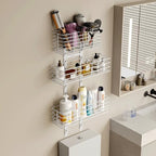 Yuyetuyo 5-Tier Over The Door Organizer Bathroom Shelves Hair Tool Organizer - Hair Dryer Holder Adjustable Height, DIY Bathroom Storage Shelf Wall Mounted Behind The Door Storage - Image 4