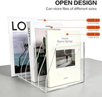 Acrylic Magazine File Holder with Carrying Handle, 5 Vertical Compartments Desk File Organizer, Clear File Sorter for Office, Magazines, Books, B5 Size - Image 3