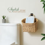 84ECO Set of 2 Wicker Hanging Baskets for Organizing, Front Door, Mail, Flowers - Woven Wall Baskets for Storage - Image 4