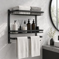 CAXIMSY Towel Rack for Bathroom with 3 Tier Shelf Double Bar Hook (Black) by CAXIMSY